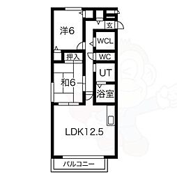 グリーンパーク明円 2階2LDKの間取り