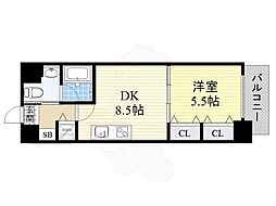プラウランド堀田 4階1DKの間取り