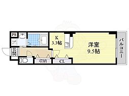 ヴィラ・イレブンス 3階ワンルームの間取り