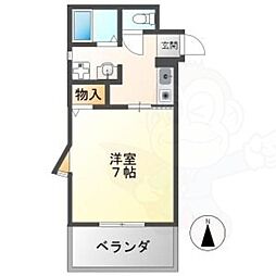 ドゥエル五軒家 3階1Kの間取り