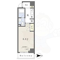 ＣＯＺＹ阿由知通 2階1Kの間取り