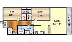 カーサ・ラ・ピラ 3階2LDKの間取り