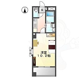 リバパレス鶴舞 4階1Kの間取り