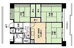 花表団地 6階3DKの間取り