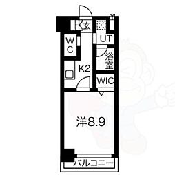 ビーロット桜山レジデンス 8階1Kの間取り