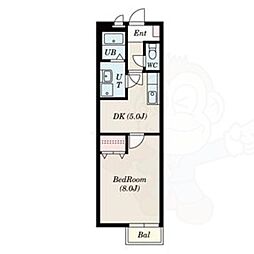 リナシメントA 2階1DKの間取り