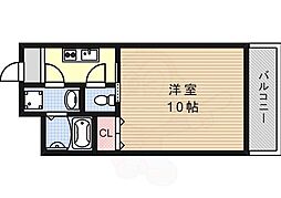 グランデール 2階1Kの間取り