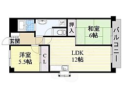 第3田中ビル 2LDKの間取図画像