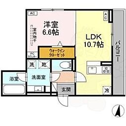 セレスティア苗代 1LDKの間取図画像