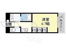 リシュドール伝馬 1Kの間取図画像