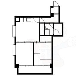 レスカール白金 2DKの間取図画像