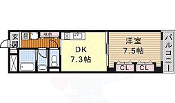 センチュリーパーク八熊 1DKの間取図画像