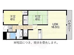 ムーンパーク服部 2LDKの間取図画像