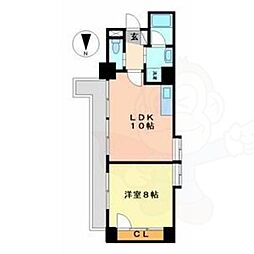 ゴールドハイツ渡辺 1LDKの間取図画像