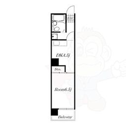 パークサイドメゾン伏見 1DKの間取図画像