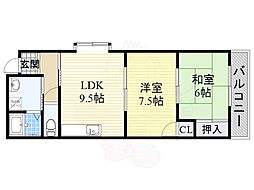 赤坪第2小菅ビル 2LDKの間取図画像