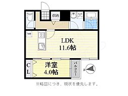 クラージュ吹上 1LDKの間取図画像