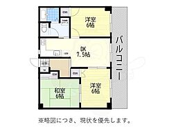 サングリーン上ノ宮 3DKの間取図画像