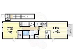 ウエストン遠若 1LDKの間取図画像