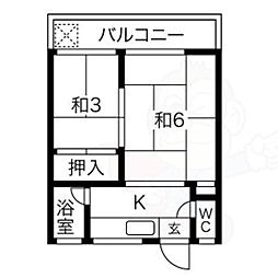 日長荘 2Kの間取図画像