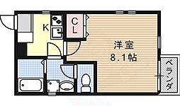 A-legato大喜 1Kの間取図画像