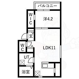 スクエア港北 1LDKの間取図画像