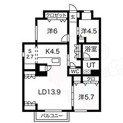 グレイスレジデンス八事 3SLDKの間取図画像