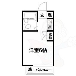 ハートイン洲山町 ワンルームの間取図画像