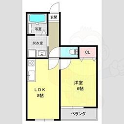 レジデンス遠若 1LDKの間取図画像