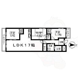 ユーハウス鶴舞2 3LDKの間取図画像