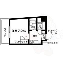ローズヒル 1Kの間取図画像