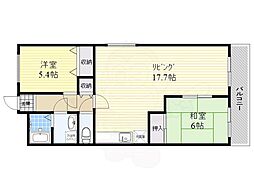 鬼頭ハイツ 2LDKの間取図画像