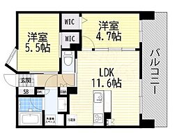 ブライム名古屋 2LDKの間取図画像