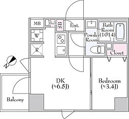 墨田区向島3丁目マンション 1DKの間取図画像