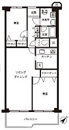目黒台スカイマンション 2LDKの間取図画像