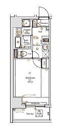 ログ勝どき 1Kの間取図画像