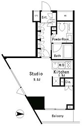 JR山手線 目黒駅 徒歩7分の賃貸マンション 3階1Kの間取り