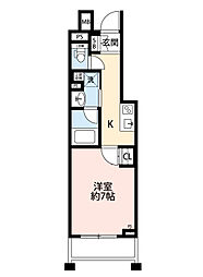 東京メトロ日比谷線 恵比寿駅 徒歩1分の賃貸マンション 2階1Kの間取り