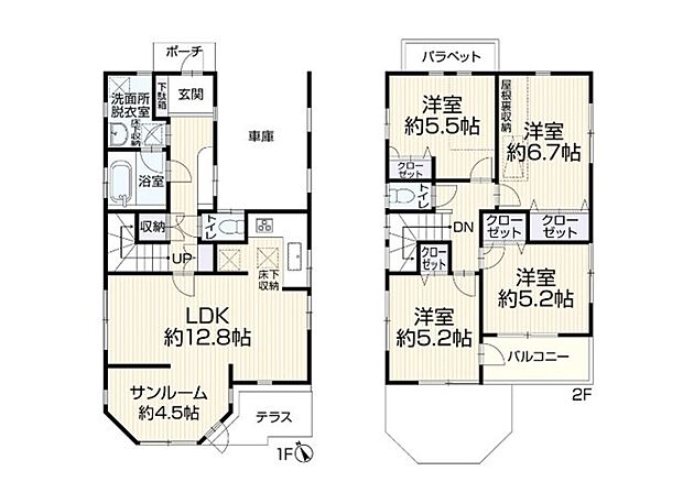 昭島市武蔵野3丁目　中古一戸建て(4LDK)の間取り