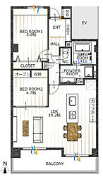 ナビシティ徳川1 2LDKの間取図画像