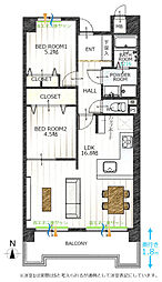 サンパーク岐阜西 2LDKの間取図画像