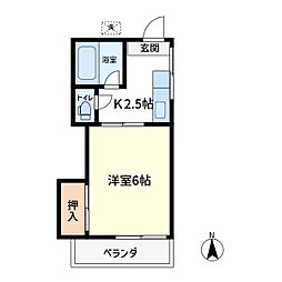 ハイム市川 1Kの間取図画像