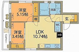 Techno City 北千住 2LDKの間取図画像