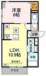 セレスティア加賀 1階1LDKの間取り