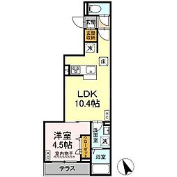 セレスティア皿沼 1階1LDKの間取り