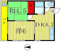 ミツエイハイツ 4階2DKの間取り