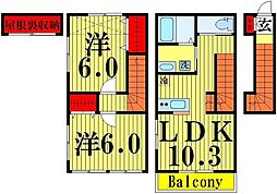 ルーチェ鹿浜 3階2LDKの間取り