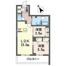 ルル・アルエット 2LDKの間取図画像