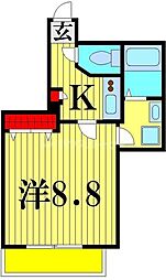 ガーデンフォレスト親水公園 2階1Kの間取り