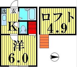 アーバンハイツ 1階1Kの間取り